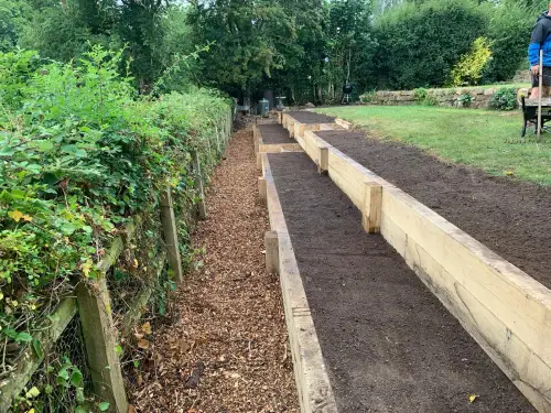 Click Here To Enlarge This Photo Of Oak Sleeper Retaining Walls & Raised Beds in Hazelwood&comma; Derbyshire