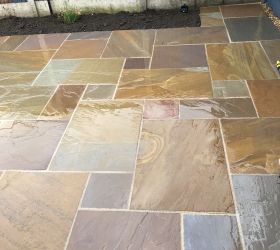 Indian sandstone paving in random pattern using Harvest colour: Click Here To View Larger Image
